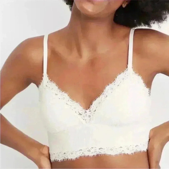 New with tags aerie RIBBED EYELASH LACE TRIM
LONGLINE beige bralette top - Picture 6 of 8
